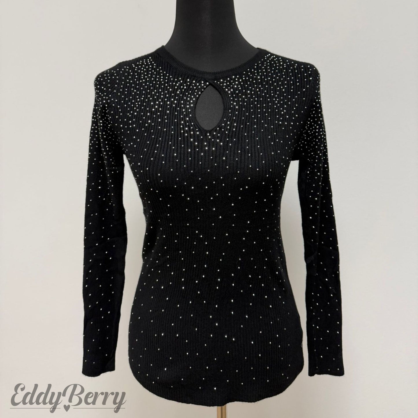 Glitzerpullover Schwarz mit Keyhole – Größe S | MEETS Liveverkauf