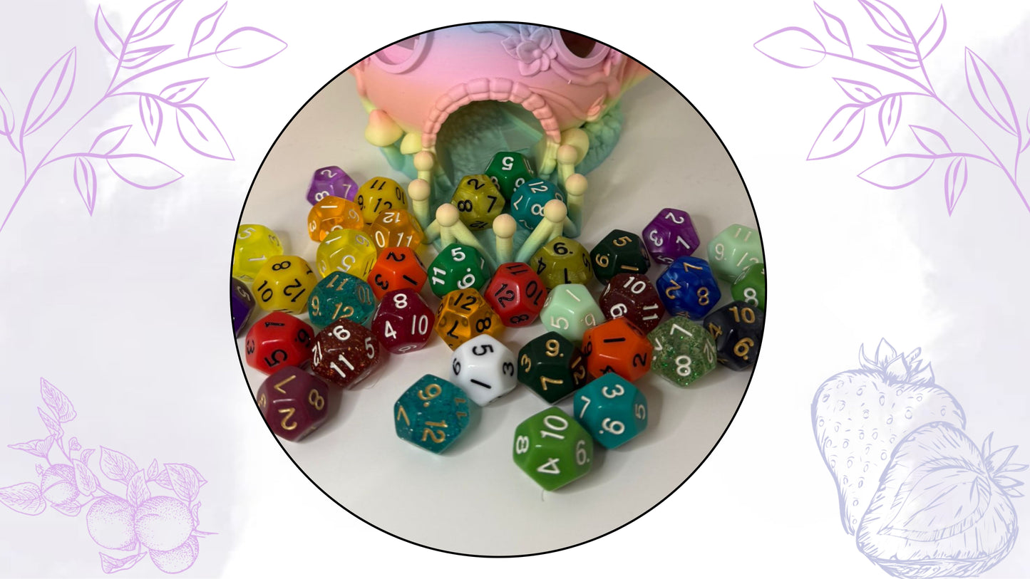 12er Spielwürfel in verschieden Farben