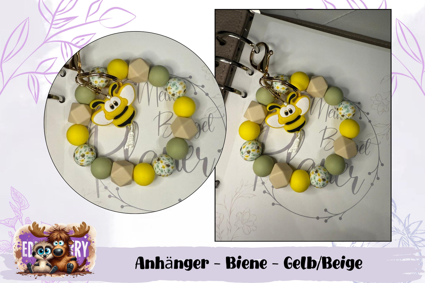 Schlüsselanhänger aus Silikonperlen „Biene“