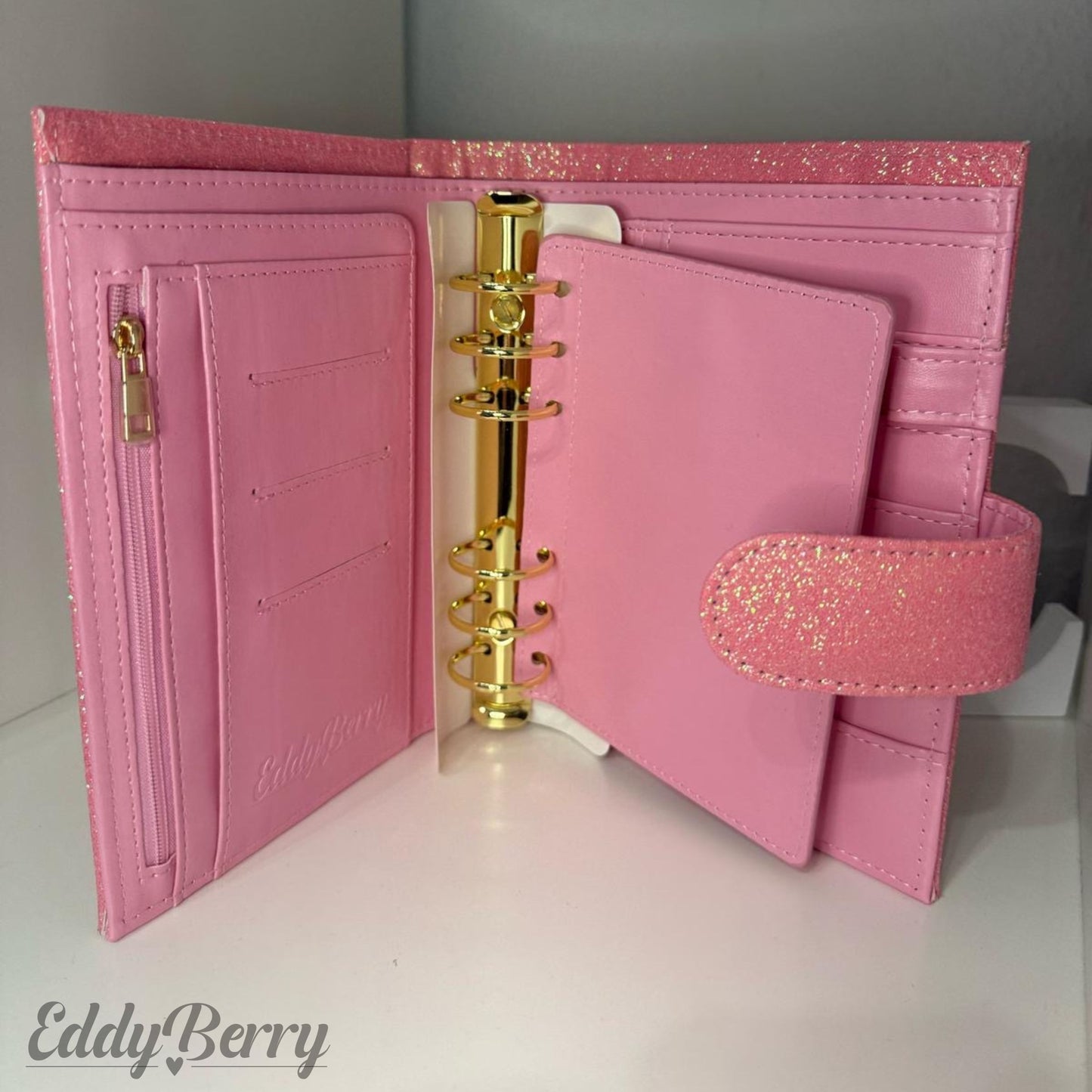 De Luxe Binder A6 - rosa Glitzer