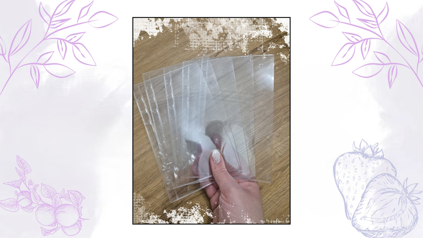 Hüllen Zipperlose Folien für A6 Binder (klar) – Perfekt für Challenges