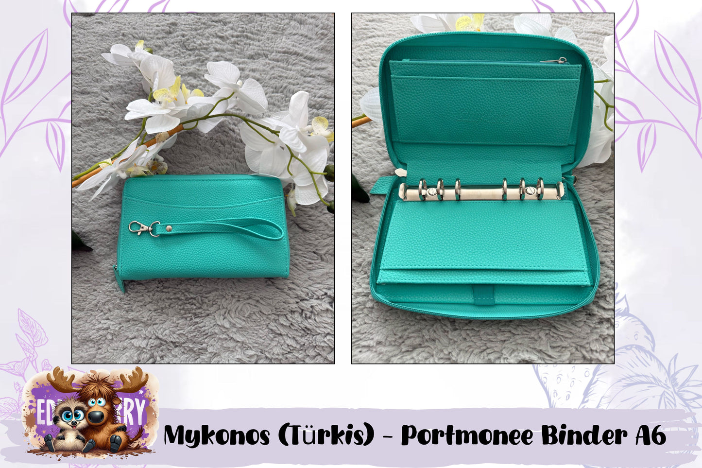 Mykonos (Türkis) - Portmonee Binder A6