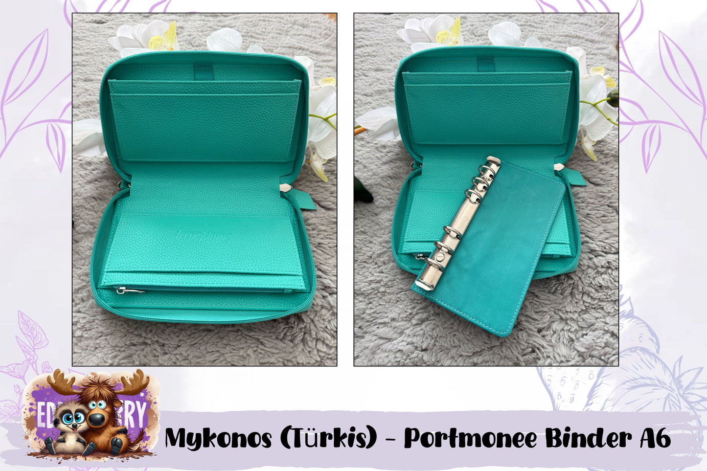 Mykonos (Türkis) - Portmonee Binder A6
