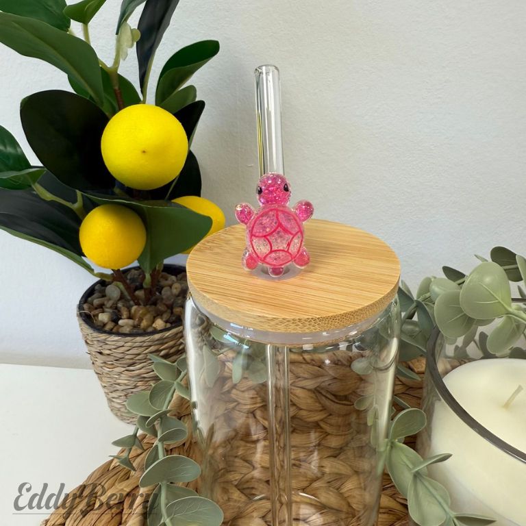 Glasstrohhalm - Schildkröte Pink