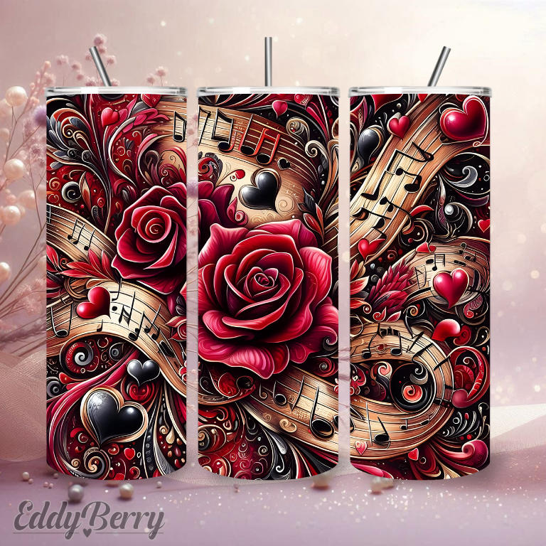 Rosen & Musiknoten | 20 oz Tumbler | Kreativ Design