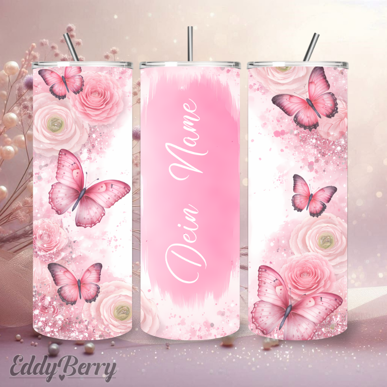 Schmetterlinge & Rosen | Personalisierter 20 oz Tumbler | ver. Motive | Kreativ Design