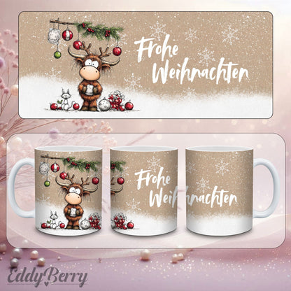 Keramikbecher mit Druck | Frohe Weihnachten | EddyBerry® Design