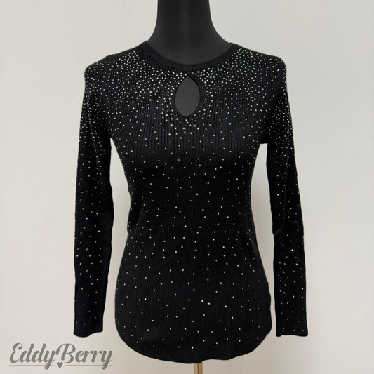 Glitzerpullover Schwarz mit Keyhole – Größe S | MEETS Liveverkauf