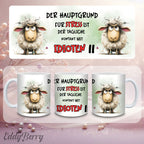Keramikbecher mit Druck | Schaf Idioten | EddyBerry® Design