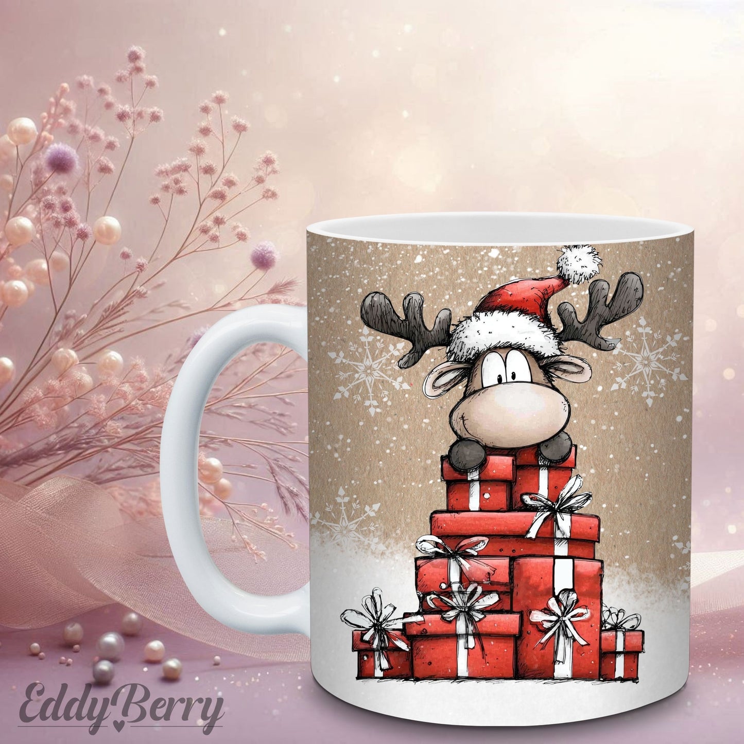 Keramikbecher mit Druck | Frohe Weihnachten | EddyBerry® Design