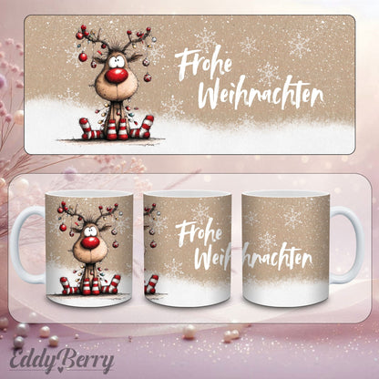 Keramikbecher mit Druck | Frohe Weihnachten | EddyBerry® Design