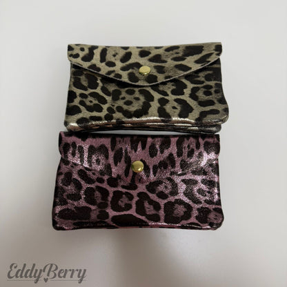 Echtleder Portemonnaie Metallic – Leopard Design | Groß | MEETS Liveverkauf