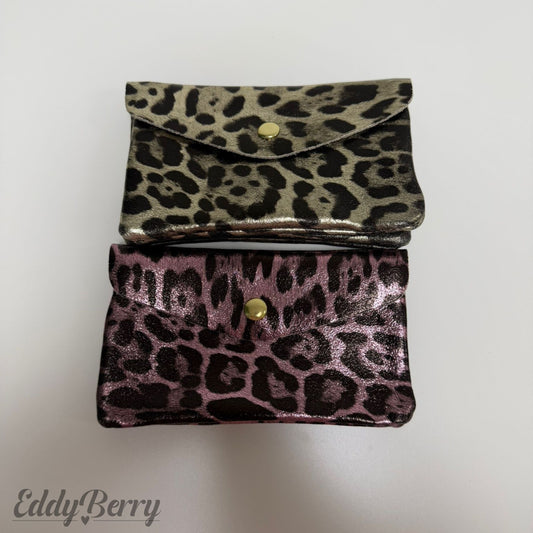 Echtleder Portemonnaie Metallic – Leopard Design | Groß | MEETS Liveverkauf