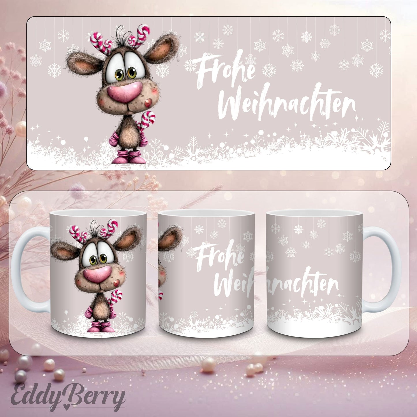 Keramikbecher mit Druck | Frohe Weihnachten | EddyBerry® Design