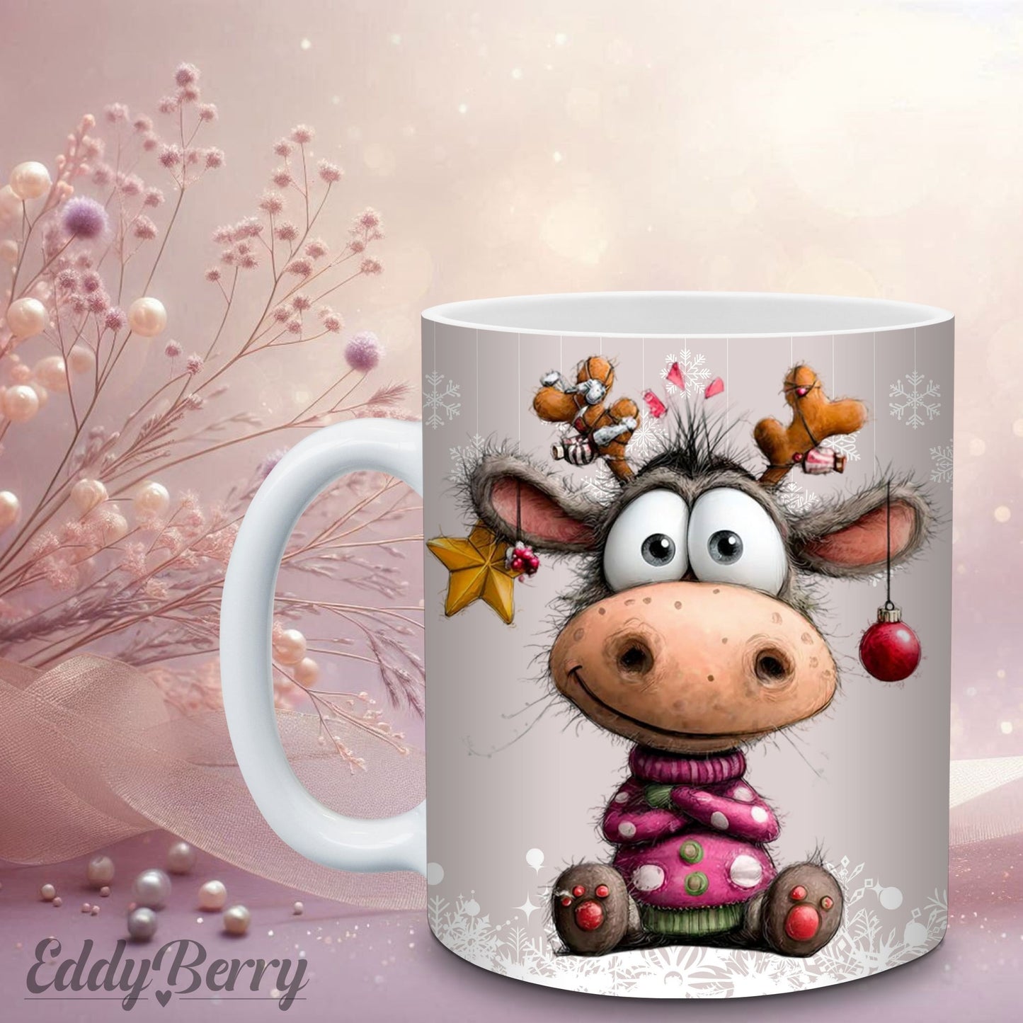 Keramikbecher mit Druck | Frohe Weihnachten | EddyBerry® Design