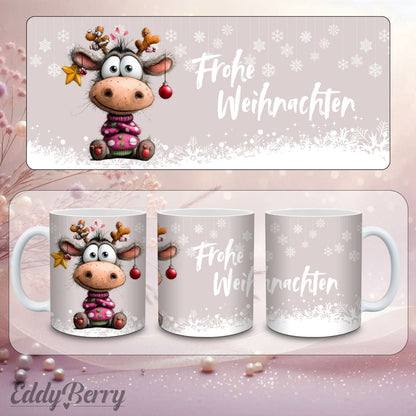 Keramikbecher mit Druck | Frohe Weihnachten | EddyBerry® Design