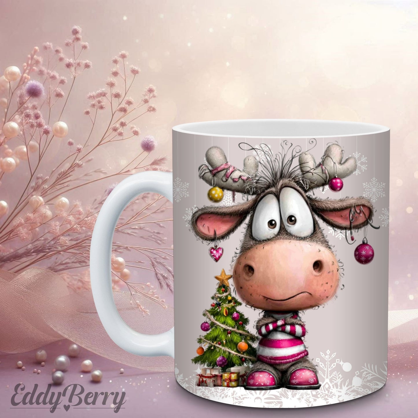 Keramikbecher mit Druck | Frohe Weihnachten | EddyBerry® Design