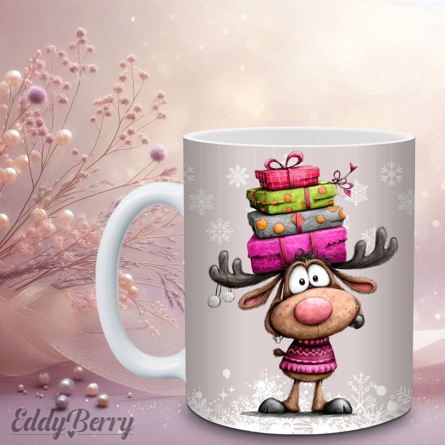 Keramikbecher mit Druck | Frohe Weihnachten | EddyBerry® Design