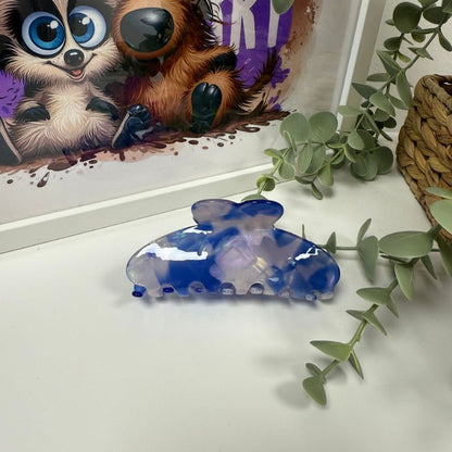 Haarklammer - Blau/Weiß 10cm
