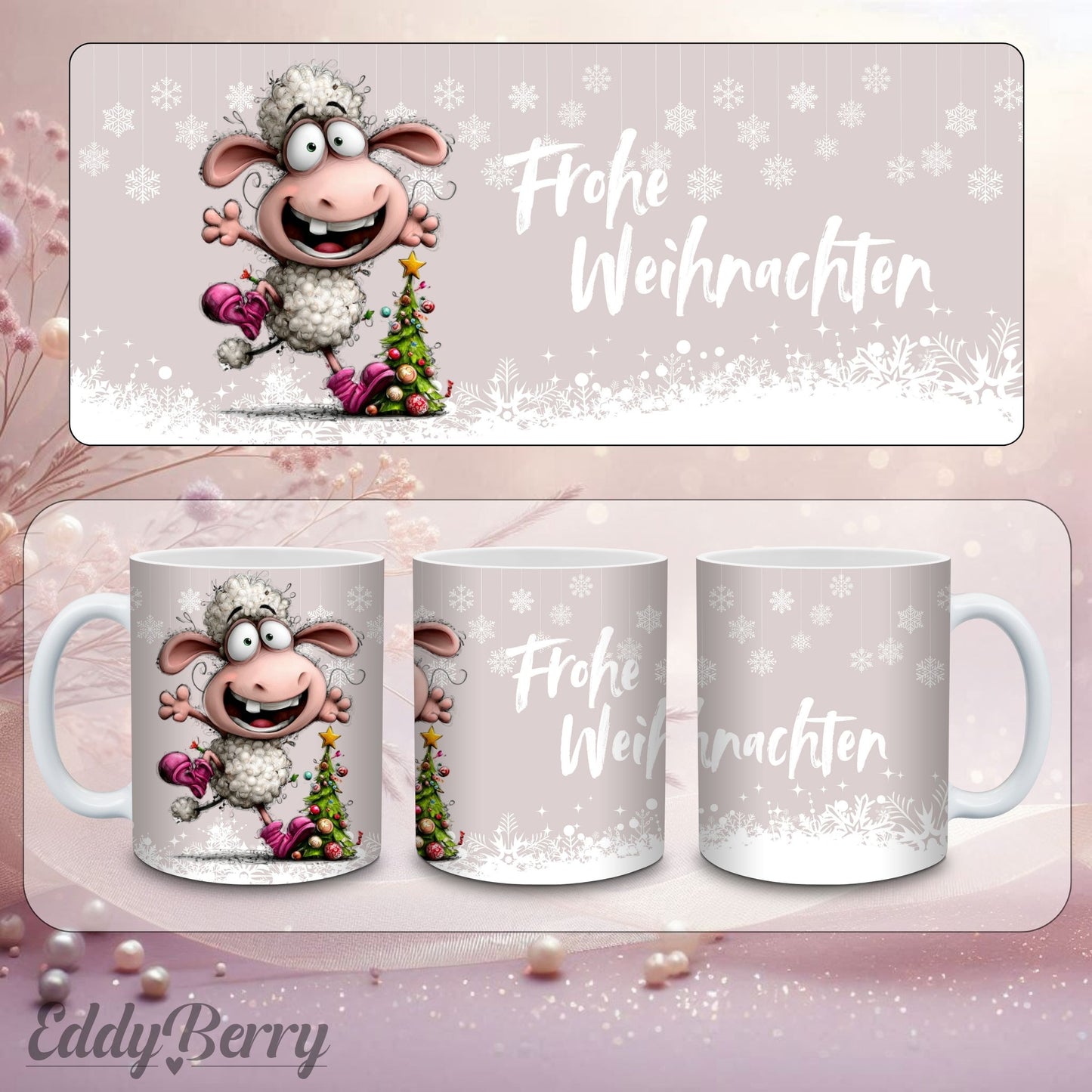 Keramikbecher mit Druck | Frohe Weihnachten | EddyBerry® Design