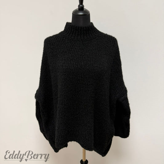 Oversize-Strickpullover Schwarz – One Size (bis Gr. 46 tragbar) | MEETS Liveverkauf