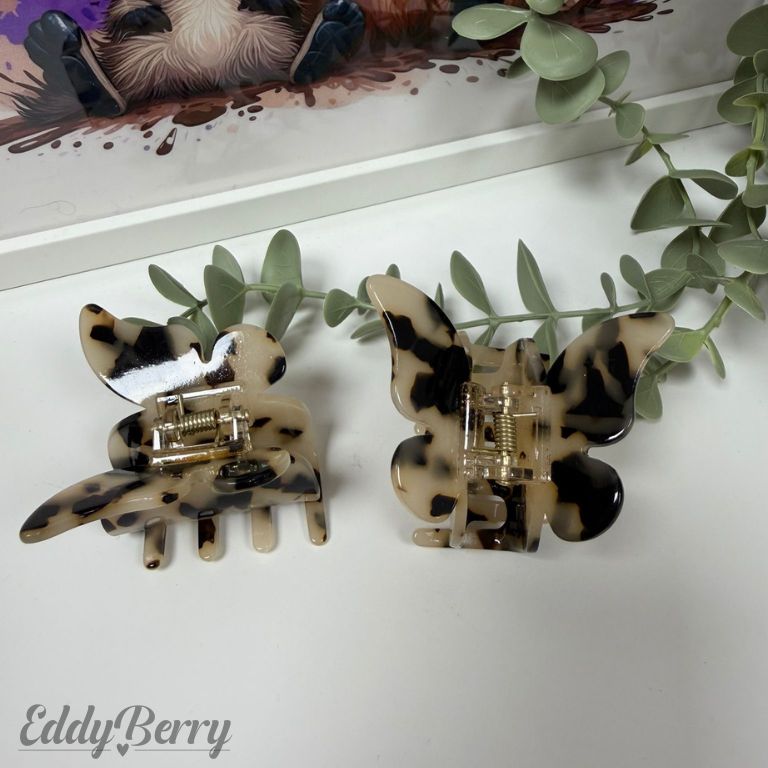 Haarclip Set Beige-Leo Optik | 2er Set 5 cm | MEETS Liveverkauf