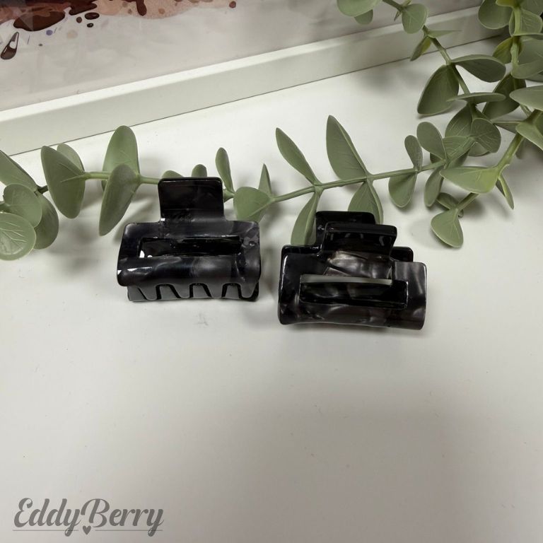 Haarclip Schwarz-Marmor Optik | 2er Set 3 cm | MEETS Liveverkauf