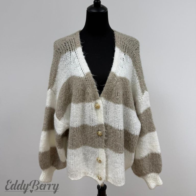 Gestreifter Cardigan mit Schal – One Size (bis Gr. 46 tragbar) | MEETS Liveverkauf