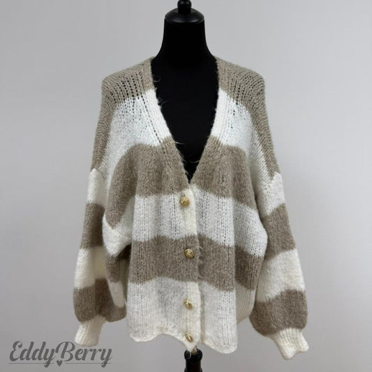 Gestreifter Cardigan mit Schal – One Size (bis Gr. 46 tragbar) | MEETS Liveverkauf