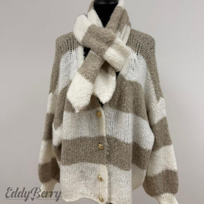 Gestreifter Cardigan mit Schal – One Size (bis Gr. 46 tragbar) | MEETS Liveverkauf