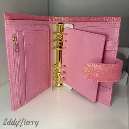De Luxe Binder A6 - rosa Glitzer