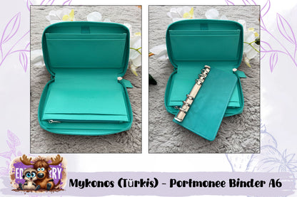 Mykonos (Türkis) - Portmonee Binder A6