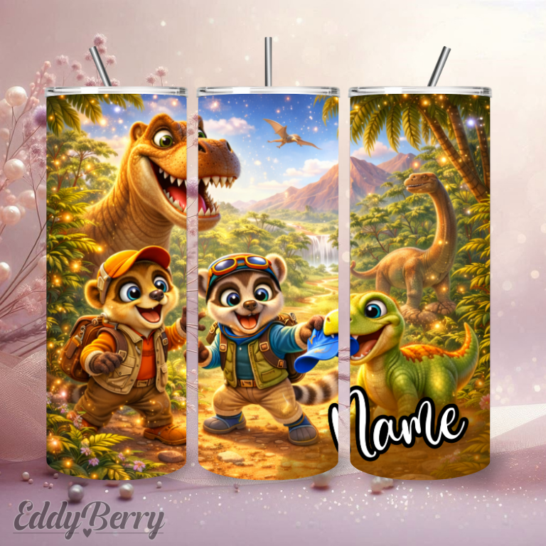 Cash & Eddy Dino Abenteuer | 20oz Tumbler | personalisierbar | EddyBerry® Design