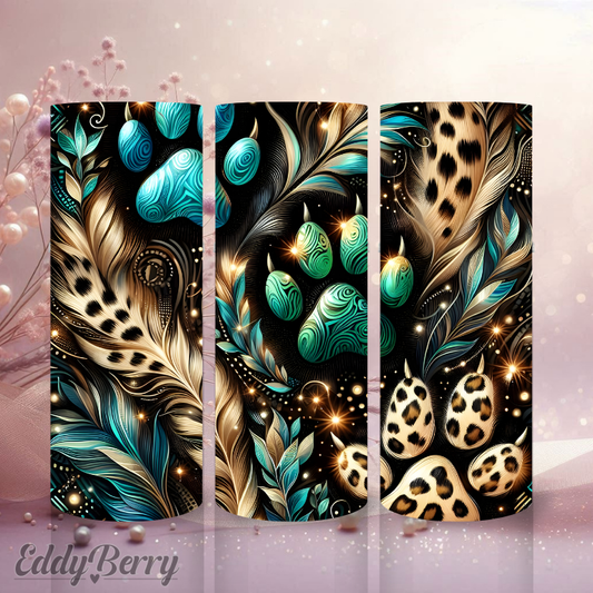 Boho Federn & Leopardenmuster | 20 oz Tumbler | Kreativ Design