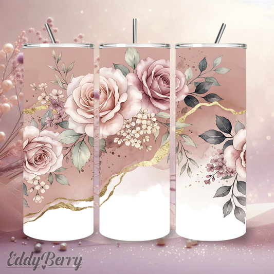 Elegante Rosen mit Goldakzenten | 20 oz Tumbler | Kreativ Design