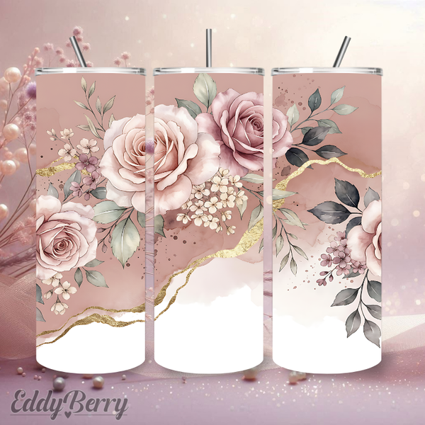Elegante Rosen mit Goldakzenten | 20 oz Tumbler | Kreativ Design