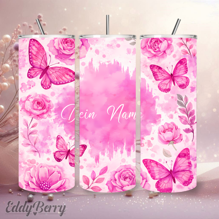 Schmetterlinge & Rosen | Personalisierter 20 oz Tumbler | ver. Motive | Kreativ Design
