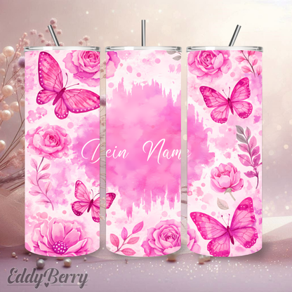 Schmetterlinge & Rosen | Personalisierter 20 oz Tumbler | ver. Motive | Kreativ Design