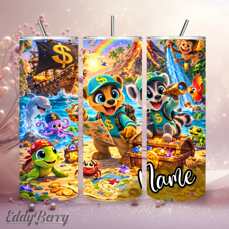 Cash & Eddy Schatzinsel Abenteuer | 20oz Tumbler | personalisierbar | EddyBerry® Design