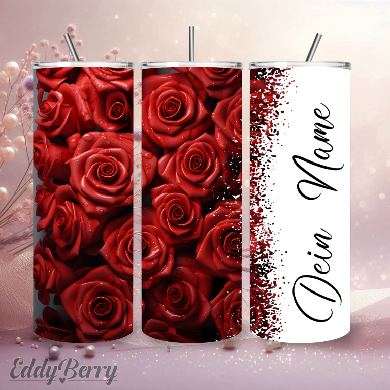 Rote Rosen | Personalisierter 20 oz Tumbler | ver. Motive | Kreativ Design