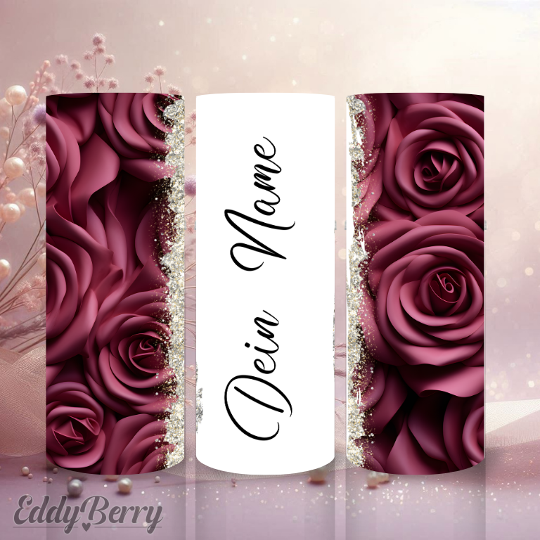 Rote Rosen | Personalisierter 20 oz Tumbler | ver. Motive | Kreativ Design