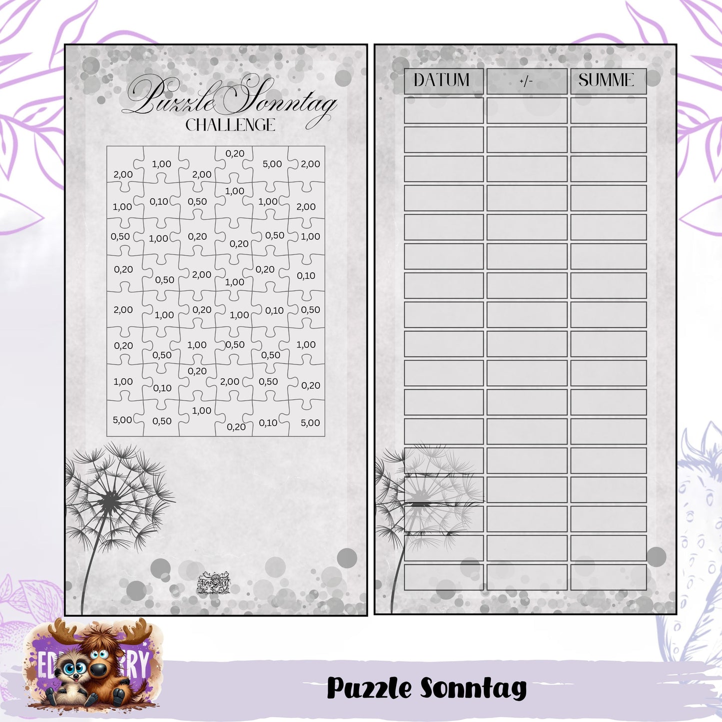 Puzzle Sonntag - Grau - A6