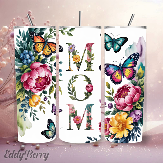 MOM – Floral Butterfly | 20oz Tumbler | EddyBerry® Design