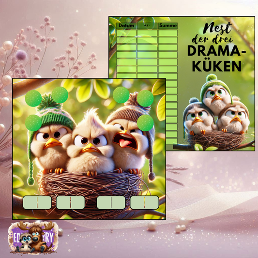 Nest der drei Drama-Küken | A7 Klappkarte | EddyBerry® Design