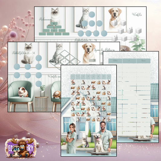 Haustier-Spar-Challenge | A6 Klappkarte + Trennblatt | EddyBerry® Design