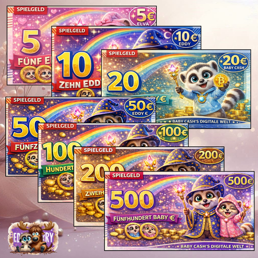 Spielgeld Einschübe | A6 | Eddy, Elva & Baby Cash | EddyBerry® Design