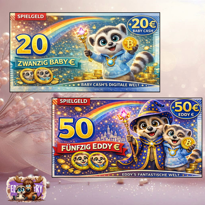 Spielgeld Einschübe | A6 | Eddy, Elva & Baby Cash | EddyBerry® Design