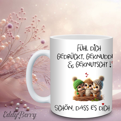Keramikbecher mit Druck | Fühl dich gedrückt | EddyBerry® Design