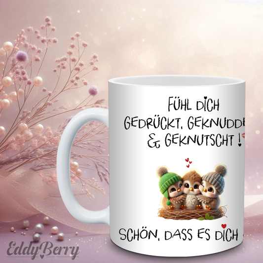 Keramikbecher mit Druck | Fühl dich gedrückt | EddyBerry® Design