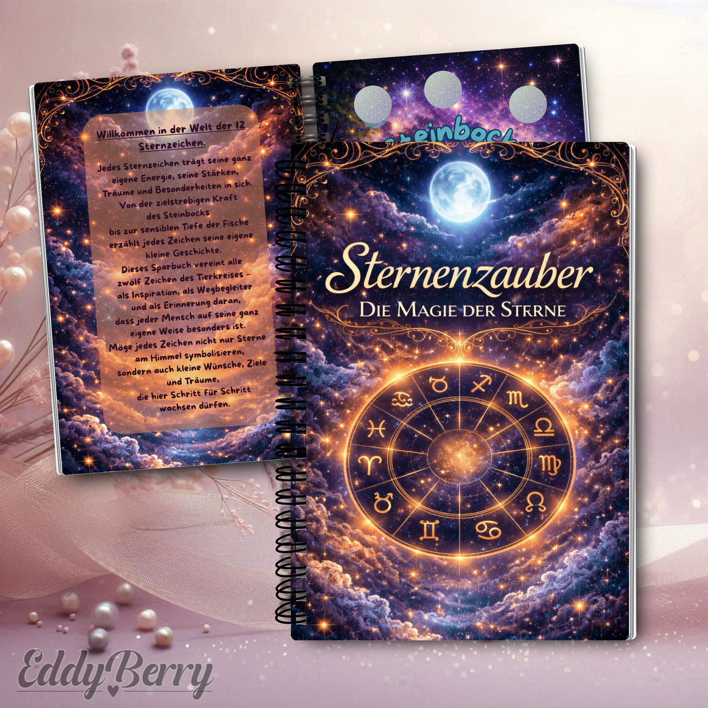 (Aktion) Sparbuch Sternzeichen | A6 Ringbuch Glanz foliert | EddyBerry® Design